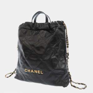 Pre Owned Chanel Black Leather Quilted 22 Backpack 