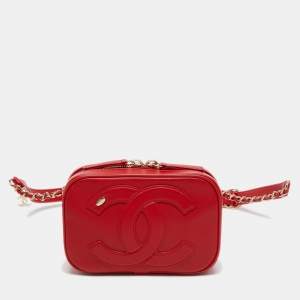 Pre Owned Chanel Red Leather CC Mania Waist Bag
