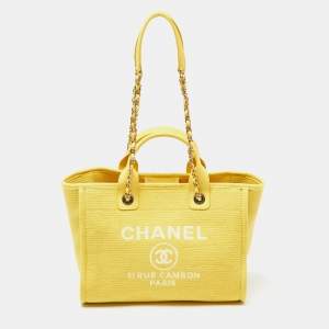 مملوكة مسبقًا Chanel Yellow Canvas and Leather Small Deauville Shopper Tote