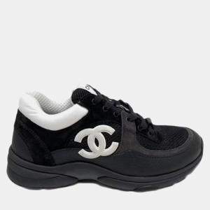 Chanel Black/White Low Top Trainer Sneakers Size EU 37