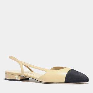 Chanel Beige Goatskin Slingback Flats Size EU 37