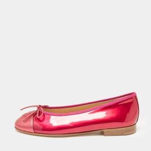 Chanel Purple Patent Leather CC Ballet Flats Size 35.5