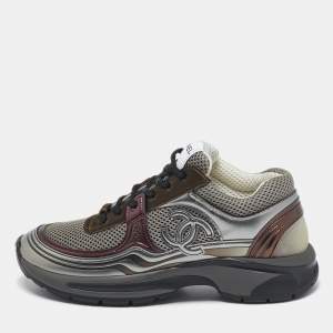 Chanel Multicolor Leather and Mesh CC Low Top Sneakers Size 37.5