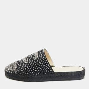 Chanel Black/White Tweed CC Espadrille Mules  Size 36