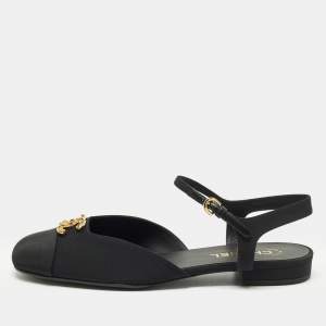 Pre Owned Chanel CC Size 42 Black Canvas Mary Jane Flats