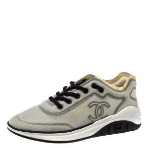 مملوكة مسبقًا Chanel Grey/Black Net CC Sneakers Size 40