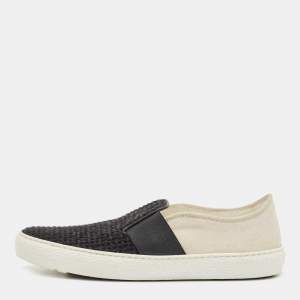 مملوكة مسبقًا Chanel Black/White Tweed and Suede Slip On Sneakers Size 40