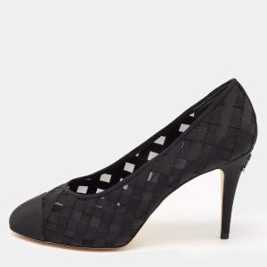 Chanel Black Mesh and Canvas CC Pumps Size 41