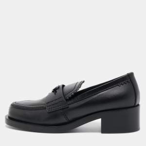 Chanel Black Leather Slip On Loafers Size 38.5