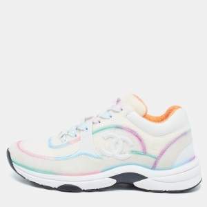 Chanel Multicolor Wool and Suede CC Low Top  Sneakers Size 37