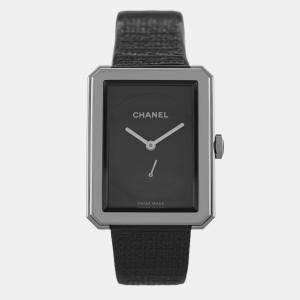 Chanel Black Stainless Steel Boy-Friend H5201 Manual Winding Women's Wristwatch 29 mm