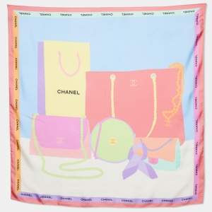 Chanel Multicolor Bags Print Silk Square Scarf