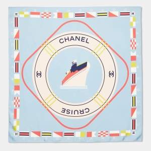 Chanel Blue Chanel Cruise Print Silk Scarf