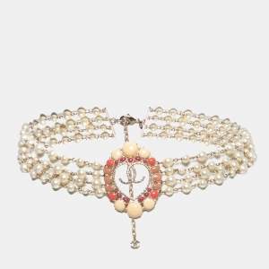 Chanel CC Faux Pearl Enamel Gold Tone Waist Belt