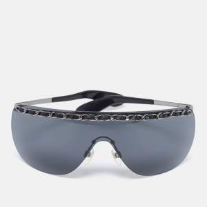 Chanel Grey 4160-Q Chain Rimless Shield Sunglasses