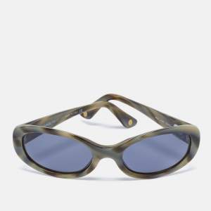 Chanel Green/Grey 5023 Quilted CC Logo Oval Sunglasses