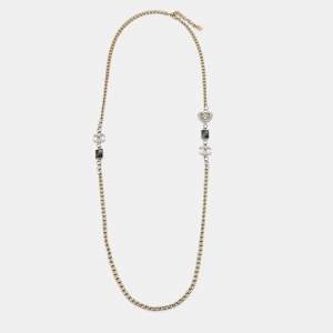 Chanel CC Crystal Two Tone Long Necklace