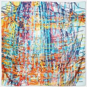 Chanel Multicolor Scribble Print Silk Square Scarf