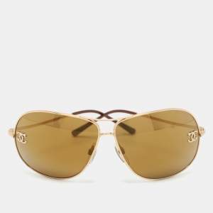 Chanel Gold/Brown 4132 Aviators Sunglasses