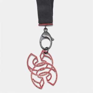 Chanel CC Crystal Embellished Black Ribbon Pendant Necklace