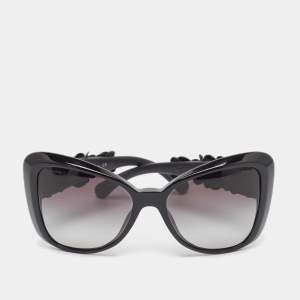 Chanel Black Gradient 5317-G CC Camellia Butterfly Sunglasses 