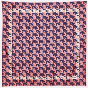 Chanel Pink/Blue CC Print Silk Square Scarf