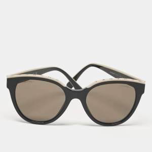 Chanel Black/Beige 5414 Logo Cat Eye Sunglasses