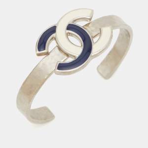 Chanel CC Enamel Silver Tone Bracelet