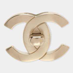 Pre Owned Chanel Light Gold Tone Metal CC Brooch