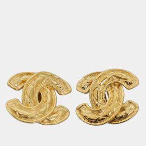 Chanel CC Quilted Clip On Earrings