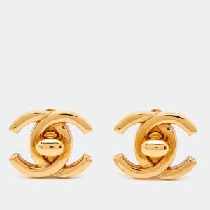 Chanel CC Turnlock Gold Tone Clip-on Earrings