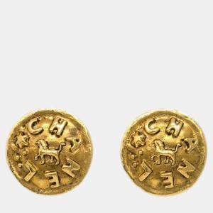 Chanel Gold Lion Button Clip-On Earrings 23