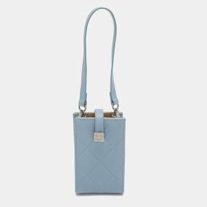 Chanel Light Blue Quilted Leather Cigarette Case