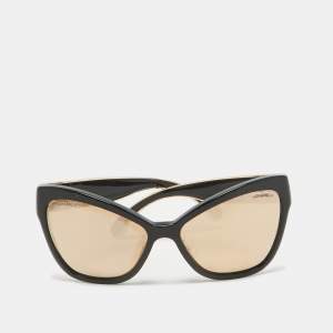 Chanel Black/Gold Mirrored 5271 Cat-Eye Sunglasses