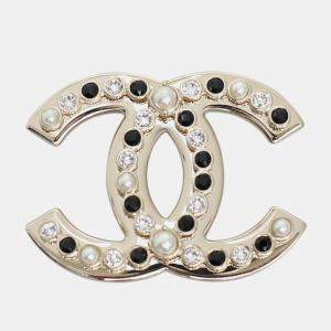 Chanel B23 Rhinestone & Faux Pearl CC Brooch