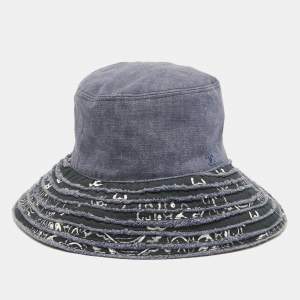 Chanel Blue Denim Patchwork Bucket Hat Size 57