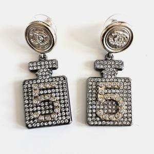 Chanel Crystal Embellished 21A No 5 Bottle Earrings