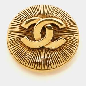 Chanel CC Vintage Gold Tone Brooch
