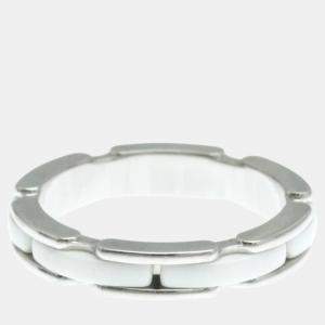 Chanel Silver Ceramic 18k White Gold Ultra Collection Ring Small Size