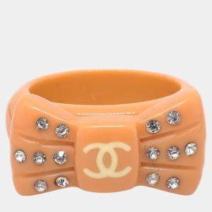 Chanel Orange Rhinestone Ring EU 53
