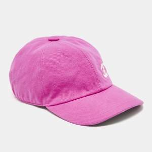 Pre Owned Chanel Pink CC Embroidered Cotton Baseball Cap Size 56