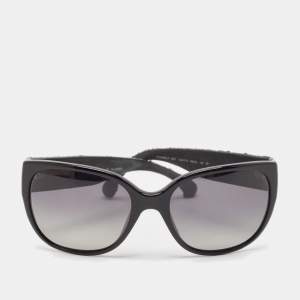 Chanel Black Silver Tone 5237 Cat Eye Sunglasses