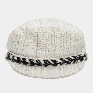 Chanel White Tweed Breton Cap