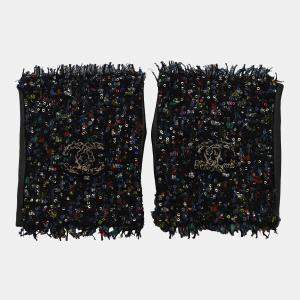 Chanel Multicolor Leather Tweed Sequined Gloves