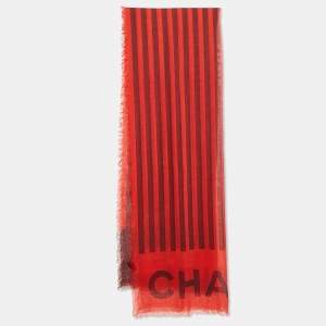 Chanel Red Stripe Cashmere Stole