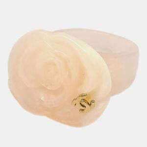 Chanel Acrylic Off White Camellia Ring EU 53 