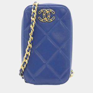 Chanel Blue Lambskin 19 Line Phone Case