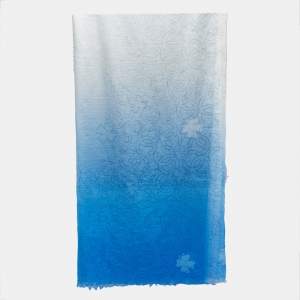 Pre Owned Chanel Two-tone Blue CC Print Cotton Blend Scarf