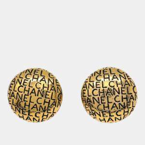 Chanel Button Earrings Clip-On Gold