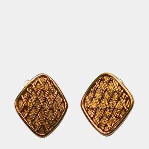 Chanel Vintage Matelasse Diamond Shape Clip-on Earrings
